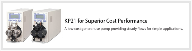 A low-cost general-use pump providing steady flows for simple applications.