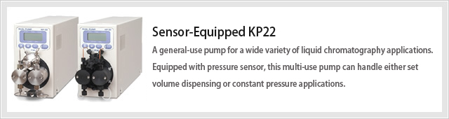 A general-use pump for a wide variety of liquid chromatography applications. Equipped with pressure sensor, this multi-use pump can handle either set volume dispensing or constant pressure applications. 