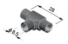 1/4-28 Flat seal union 3-way joint